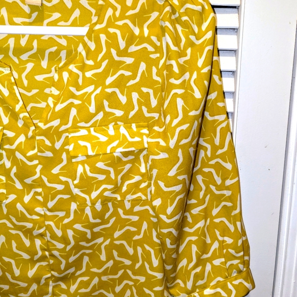Banana Republic Long Sleeve Top Blouse Green Two Pockets Boho Retro Women's Sm - Picture 7 of 7